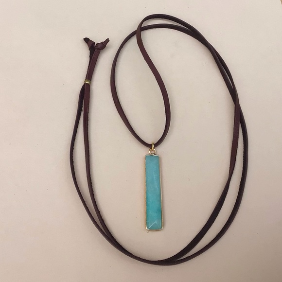 Set of 4 Amazonite Sundance Charm Leather Cord Necklace - Picture 5 of 9